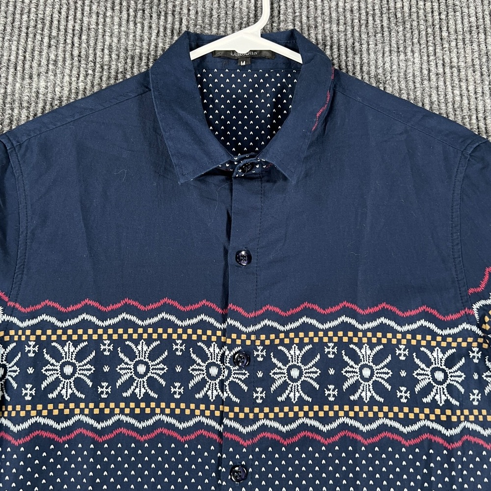 Matsuda Shirt Womens Medium Blue Geometric Long Sleeve Button Up Casual